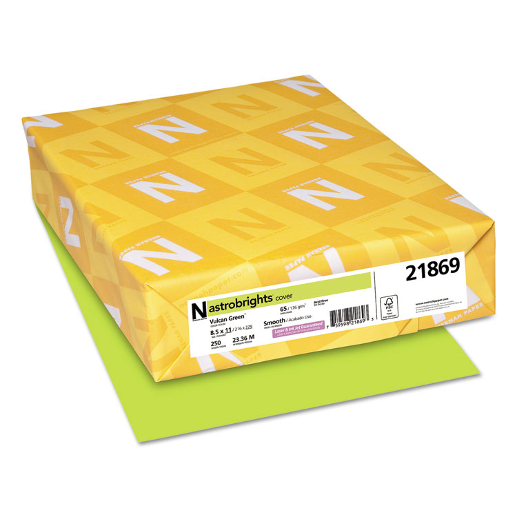 Neenah Paper® Astrobrights Vulcan Green Smooth 65 lb. Cover 11x17 in. 250 Sheets